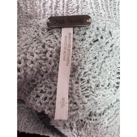 Free People Womens Light Gray Open Knit Oversized Slouchy Sweater, Size Small - Picture 6 of 6